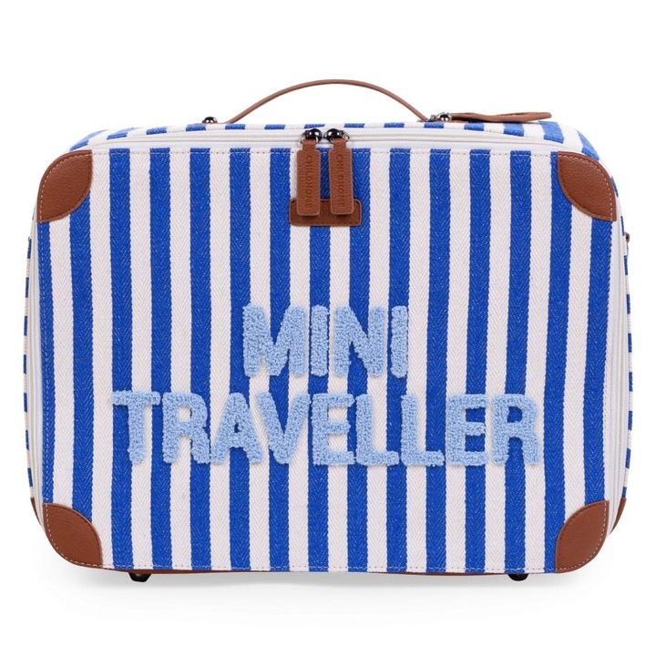 Gyermekbőrönd Childhome Mini Traveler kék/fehér