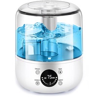 Umidificator De Aer Cu Difuzor Aromaterapie Si Lumini LED, Rezervor 3L, 290 Ml/h, 3 Moduri De Functionare, Recipient Detasabil, Lumini De Noapte, Oprire Automata, Alb