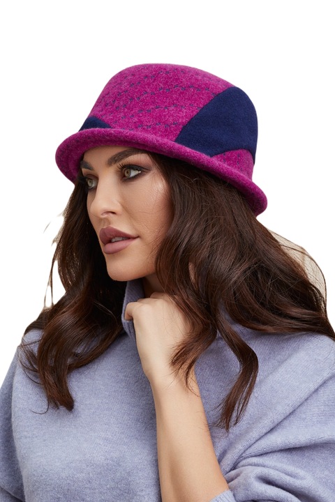 Caciula de dama stil palarie Ralenne Sarah 3, 100% Lana merinos, culoare Ciclamen/Bleumarin