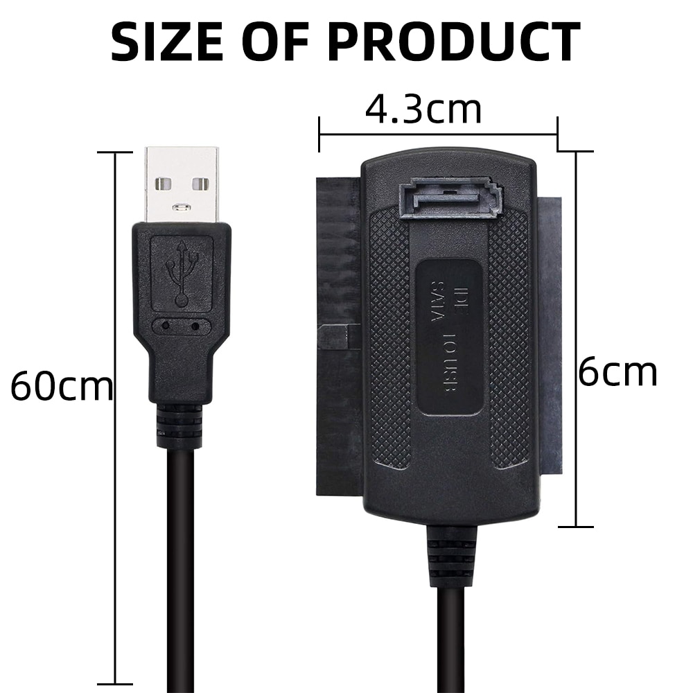 Adaptor USB catre IDE/SATA, Minetgnon®, Suport CR-ROM, DVD-ROM, CD