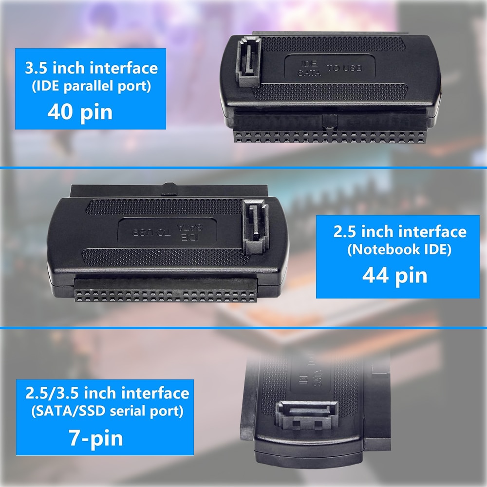 Adaptor USB catre IDE/SATA, Minetgnon®, Suport CR-ROM, DVD-ROM, CD