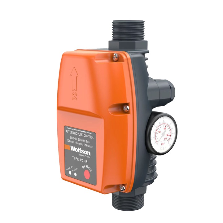 Preostat electronic Wolfson PC-15, intensitate curent 10A, presiune maxima de lucru 10Bar, racord intrare/iesire 1", putere maxima 1500W