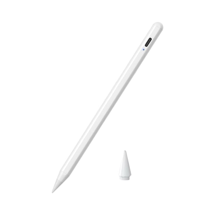 Stylus Pencil pentru tableta iPad Apple, Profesional, Penita anti-zgarieturi, functie Palm Rejection, Tilt, Lag-Free, Magnetic, USB-C, Alb