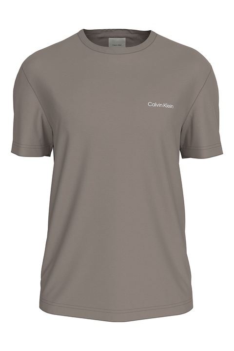 CALVIN KLEIN, Памучна тениска с овално деколте, Светло кафяво