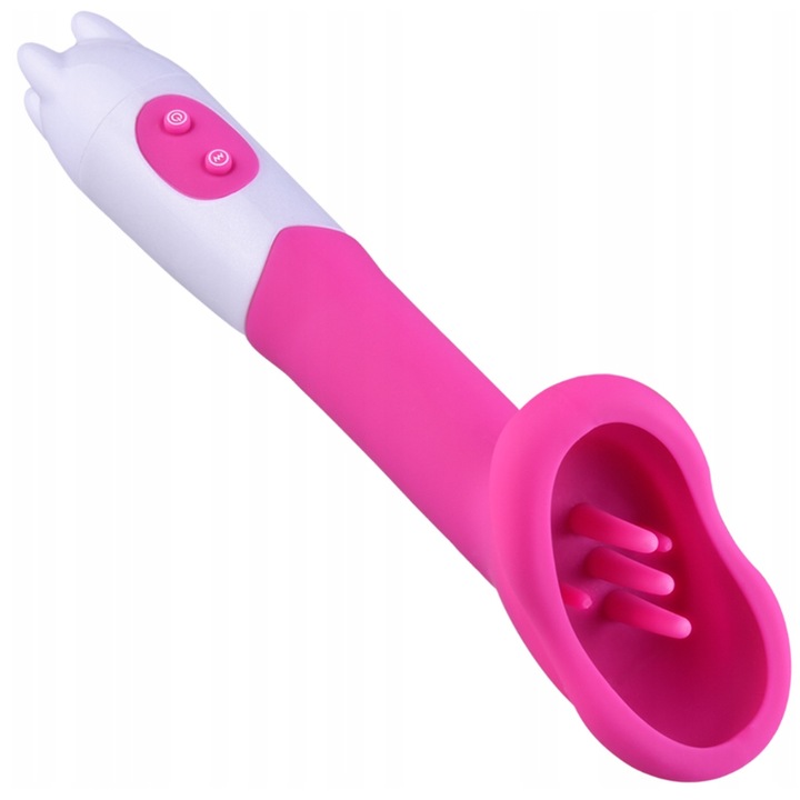 Vibrátor 12 program, szilikon, rózsaszín, 19x3,5cm