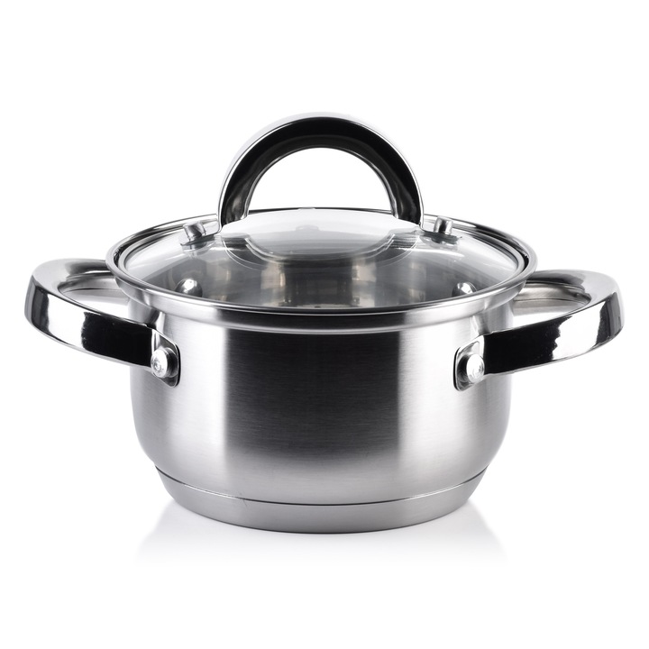 Oala, Cookini by MONDEX, inox, cu capac, 1.1 l, 14 x 8.5 cm, argintiu