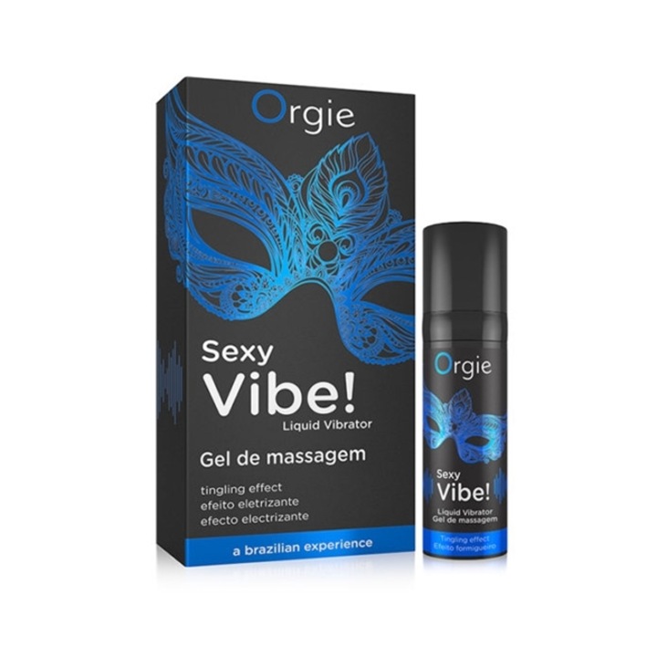 Gel ORGIE Sexy Vibe! Liquid Vibrator, pentru stimulare clitoris si excitare, efect incalzire si furnicaturi, albastru, 15 ml