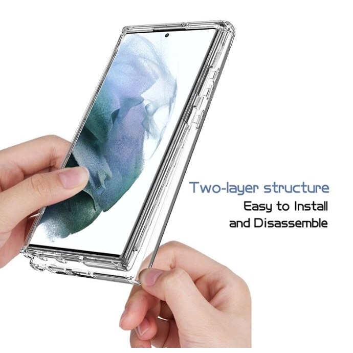 Husa Full body 360 grade, Transparenta pentru Samsung Galaxy S22 Ultra, Fata + Spate, Silicon si Policarbonat