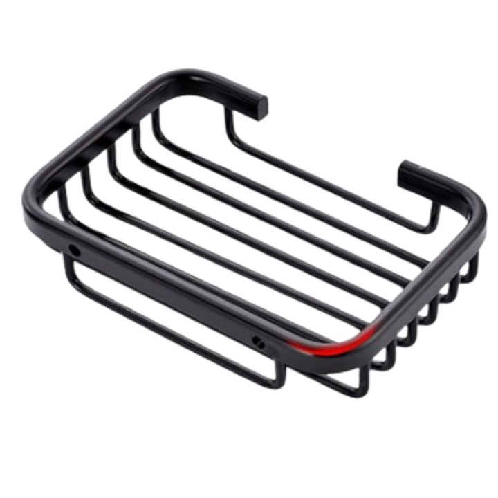 Suport sapun Sunmostar, aluminiu spatial, negru lucios, 9x13x3cm