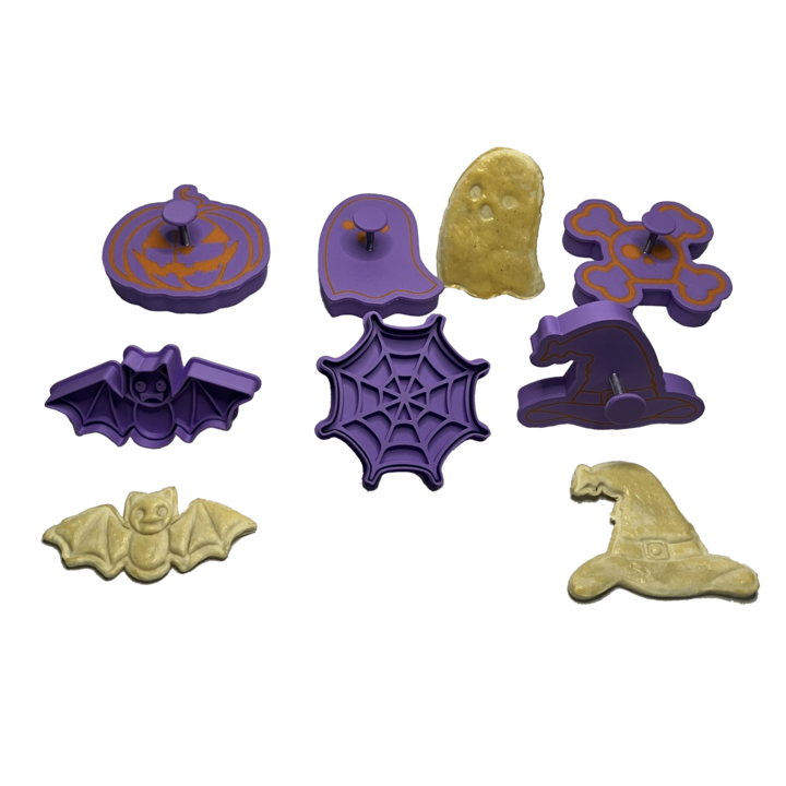 Set 6 Forme Prajituri - CookieStamps - Halloween - Cookie Cutters Decorative pentru Aluat, Stampile Biscuiti Artizanali - forme ideale pentru copii