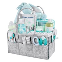 Geanta de Depozitare pentru Produse Cosmetice Bebe cu Buzunare & Manere din Pasla Gri 33x23x18cm