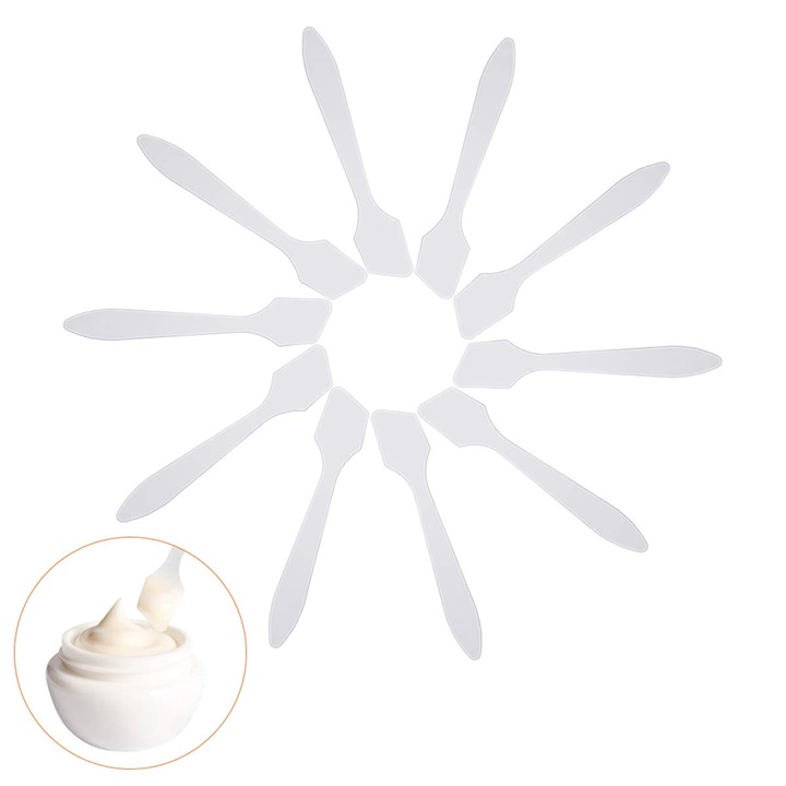 Set 100 spatule cosmetice mini din plastic, Peysaitr, reutilizabile, non-toxice, 10x5cm