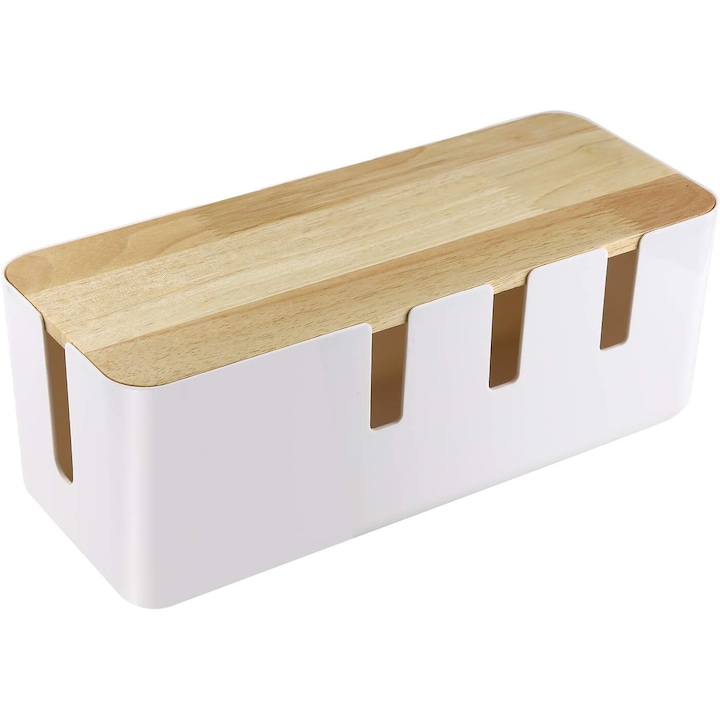 Kábelvezető doboz, Cozevdnt, ABS, 30,3 x 12,4 x 1,6 cm, bézs / fehér