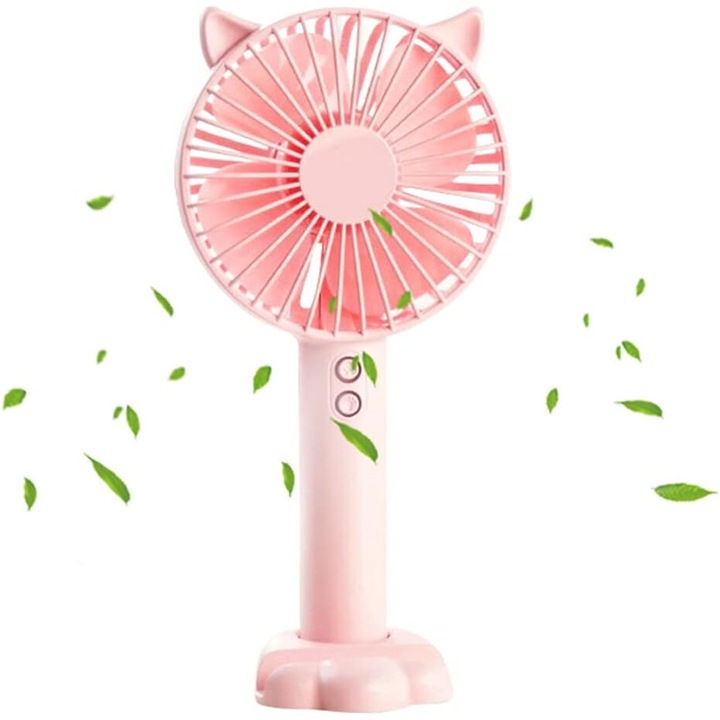 Преносим мини вентилатор, бял, 22.5x10.5x4.2 см, комплект с USB кабел и акумулаторна батерия 1200 mAh