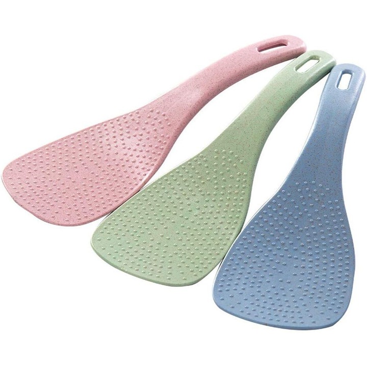 Преносими лъжици от естествена пшенична слама, комплект от 3 броя, едноцветни, 19x6 см, екологични и лесни за почистване