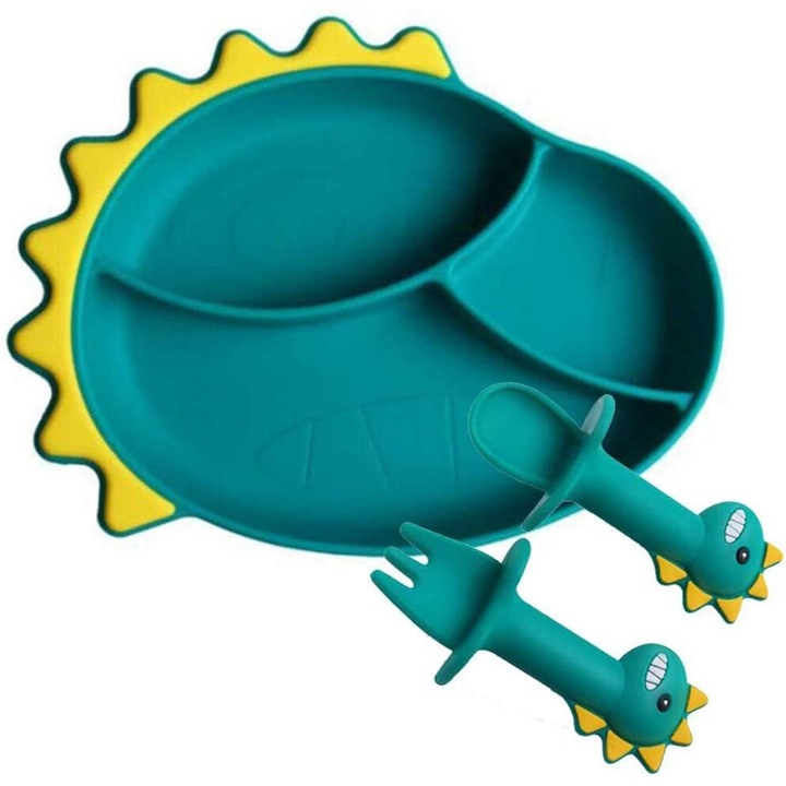 3 darabos babaetető készlet, Jormftte, tányér, kanál, villa, szilikon, 6 hónapos kortól