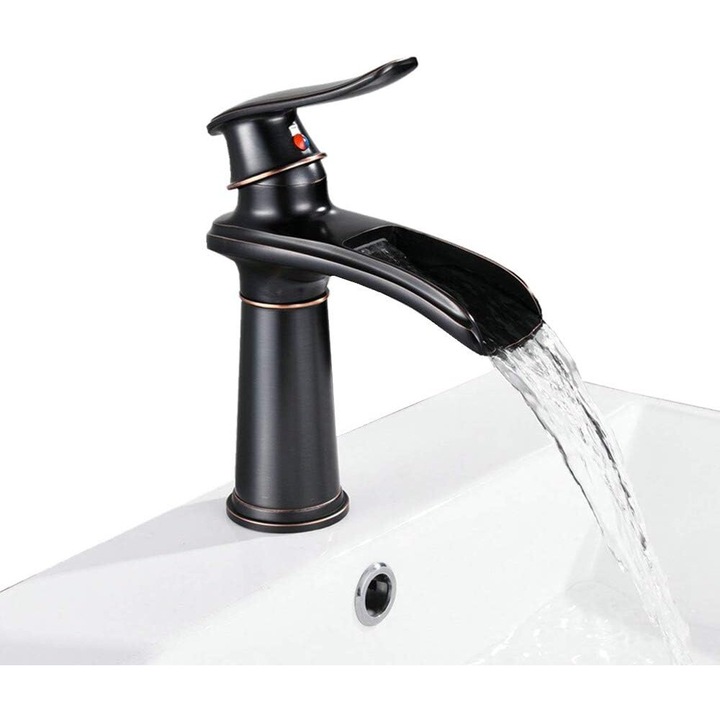 Robinet mitigeur pentru lavabo, solid din alama, cromat, negru