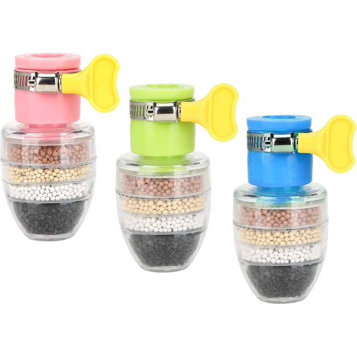 Filtre de apa cu carbon activ, AMRINUGL, sistem de filtrare cu 6 straturi, design rezistent la stropire, pentru chiuvete