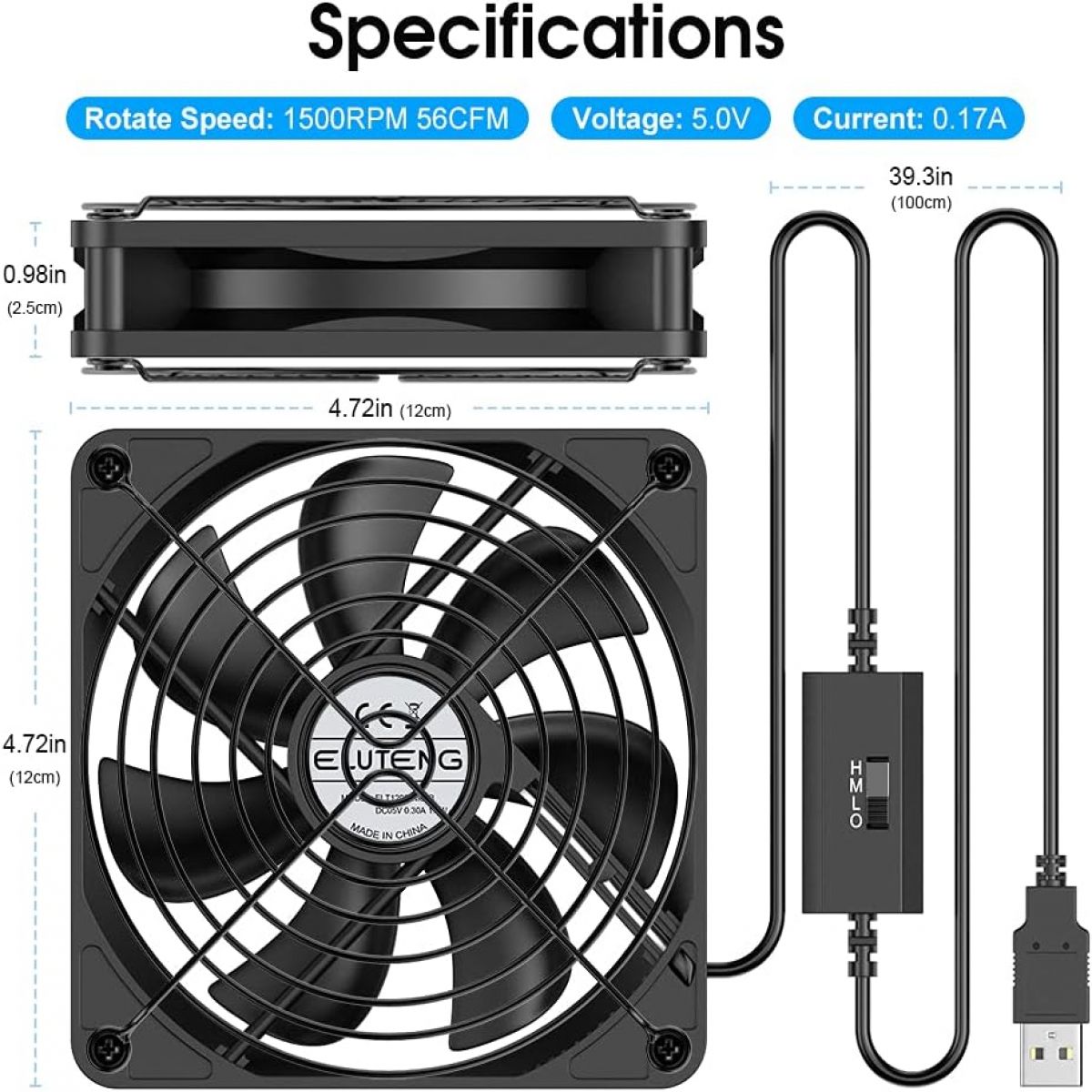 OTraki Mini Ventilator, USB, 40 X 10 Mm, Dubbele USB Pc Ventilator Met 3 Instelbare Snelheden Voor Computer Laptop Router Kast Tv Box Ps4 Projectoren Routers En Andere Apparaten 3516107406