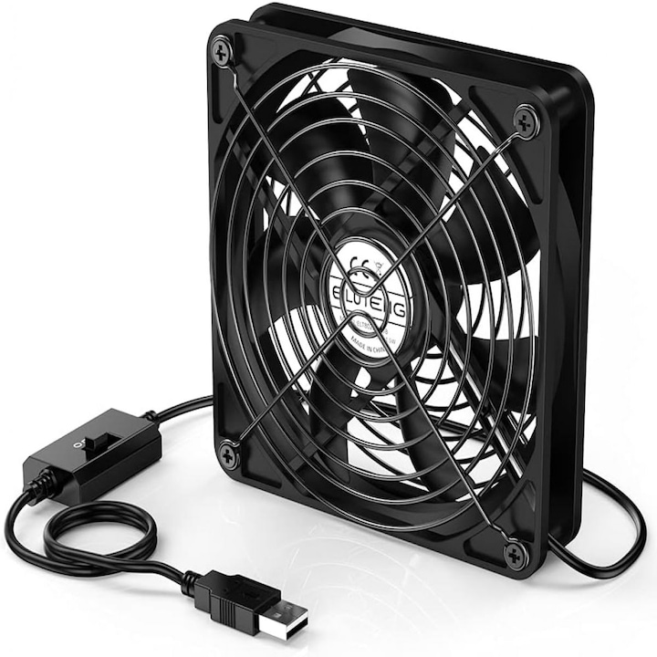 PC вентилатор, USB, 120 mm, регулируеми 3 скорости, 5 V, 50-56 CFM, черен