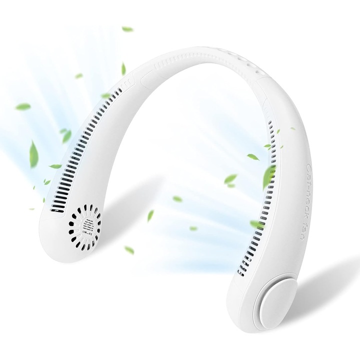 Преносим USB вентилатор, регулируем с 3 скорости, бял, за спорт, пътуване, къмпинг, офис