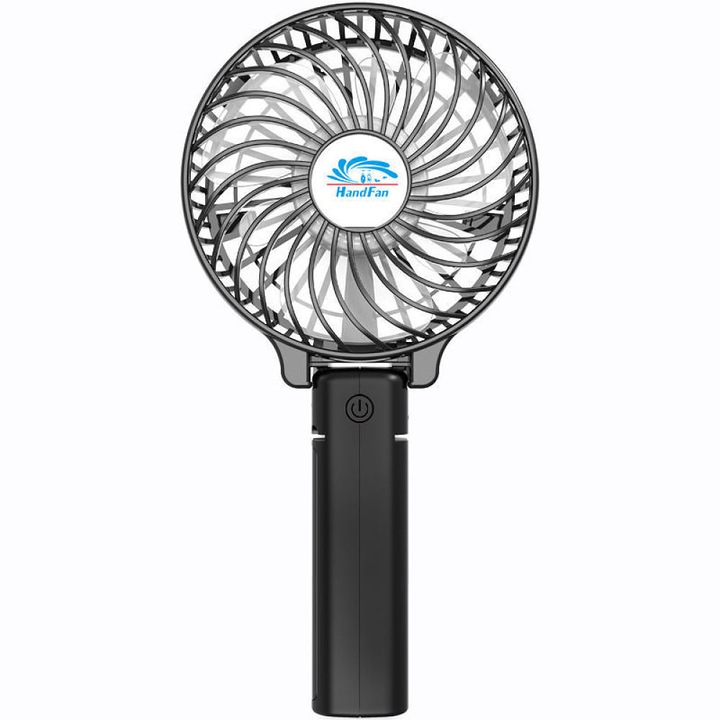 Мини преносим вентилатор, 20.3x10.2x11см, черен, 3 скорости, 2000mAh
