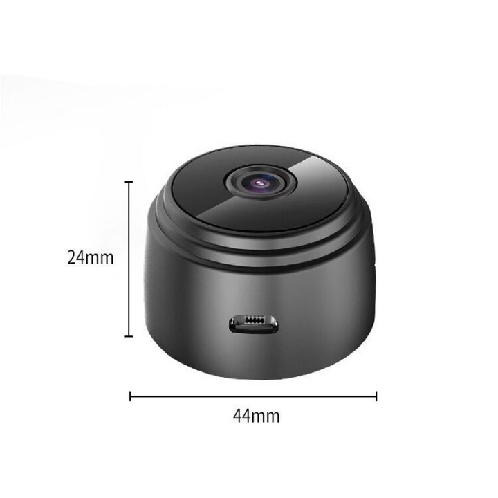 Безжична камера за наблюдение, нощно виждане, ъгъл 90 градуса, черна, USB захранване