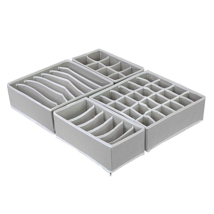 Organizator sertare pentru dulap, AMRINUGL, material premium, design pliabil, 4 combinatii de dimensiuni