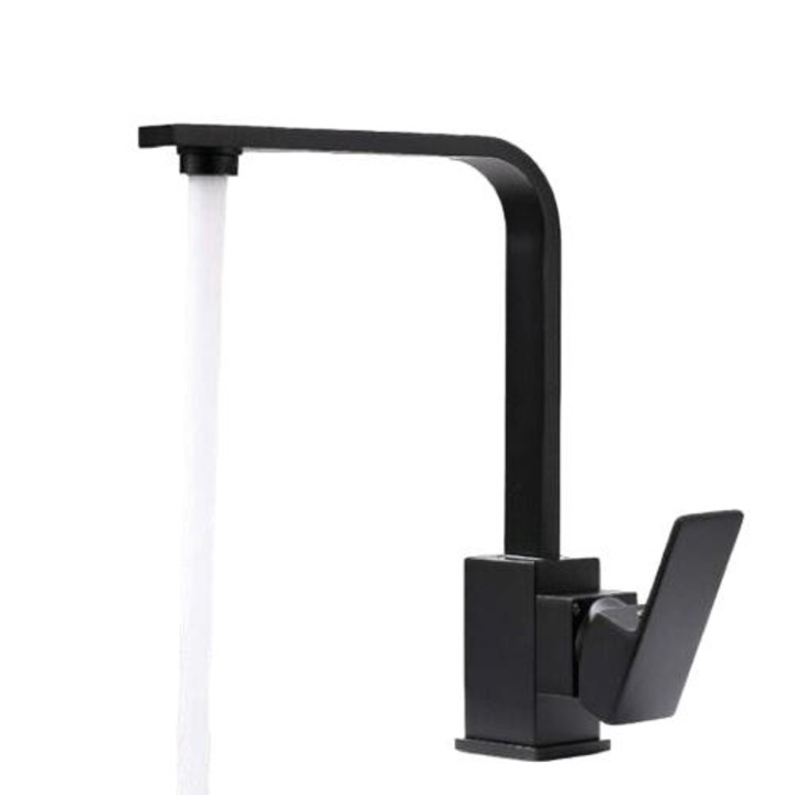 Konyhai csaptelep, egykaros, sárgaréz, fekete, 34,4x26,6 cm, komplett készlet