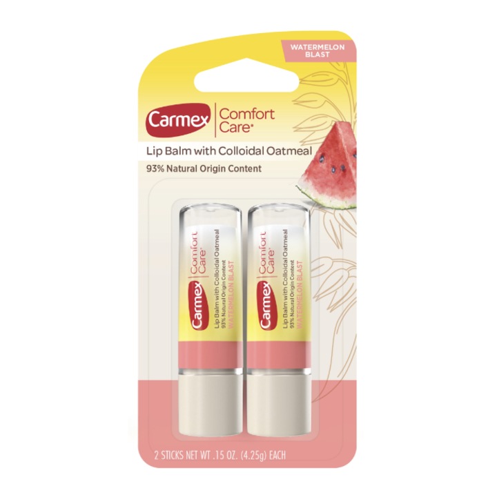 Set balsam de buze, Carmex, Intens Hidratant, Protector, Aroma De Pepene Galben, Comfort Care, Pepene Galben, 2x4.25g, 2 bucati