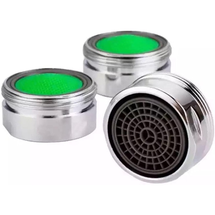 Set de 3 aeratoare universale pentru robinet, economisire apa, argintiu/verde