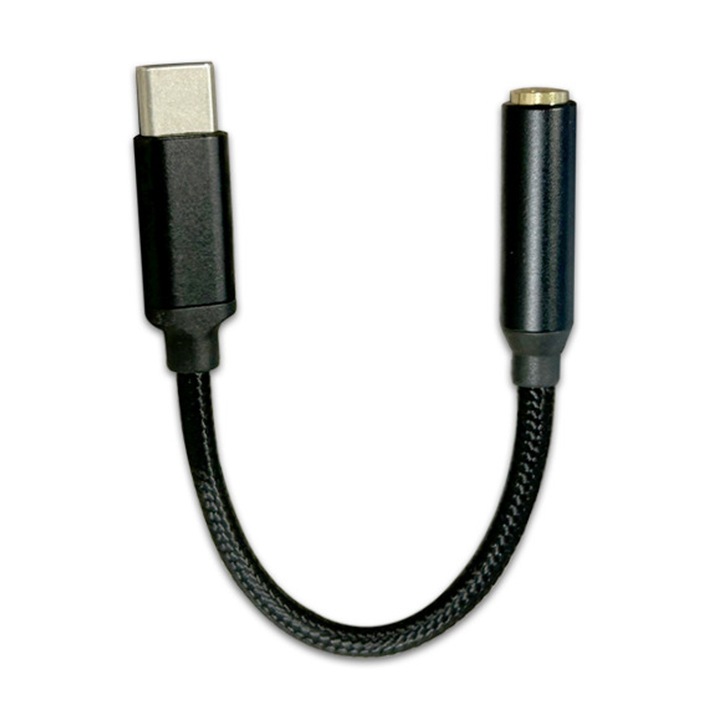 Аудио адаптер USB C to Jack 3.5mm, VAKS, DAC Smart Chip, антиоксидация, черен