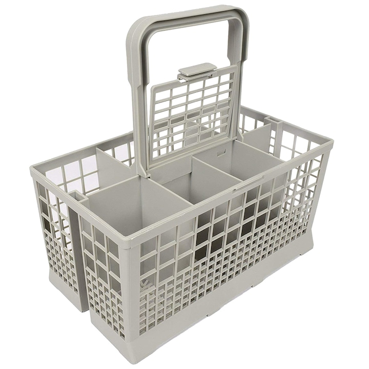 Универсална резервна кошница за прибори за съдомиялна машина, превъзходно качество за удобно съхранение и организиране на прибори, висока ефективност, лесен монтаж, издръжлива топлоустойчива пластмаса, сива