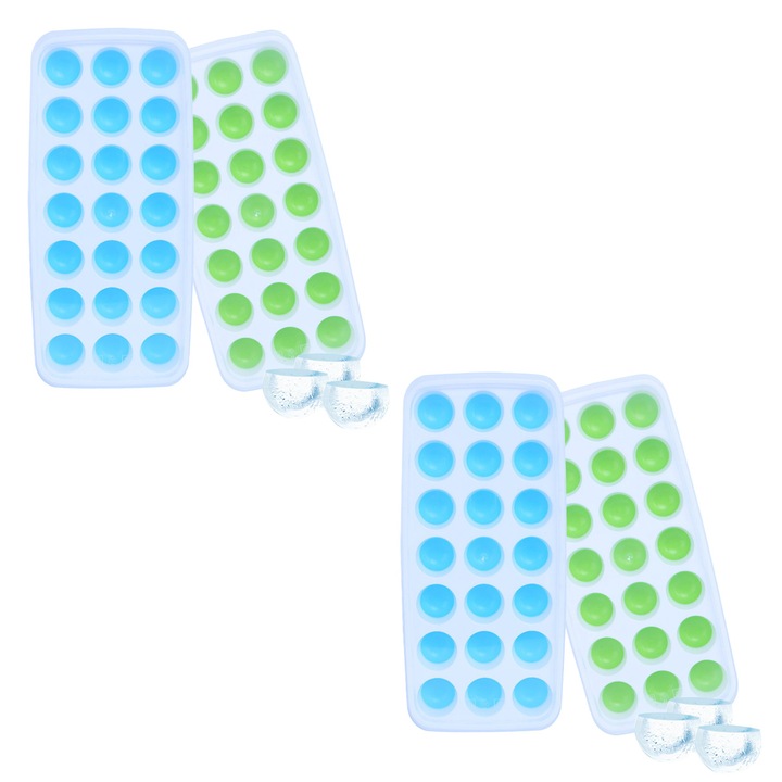 Kompakt szilikon jégkockatartó, Enforose, levehető fedéllel, könnyen tisztítható, 20x10cm