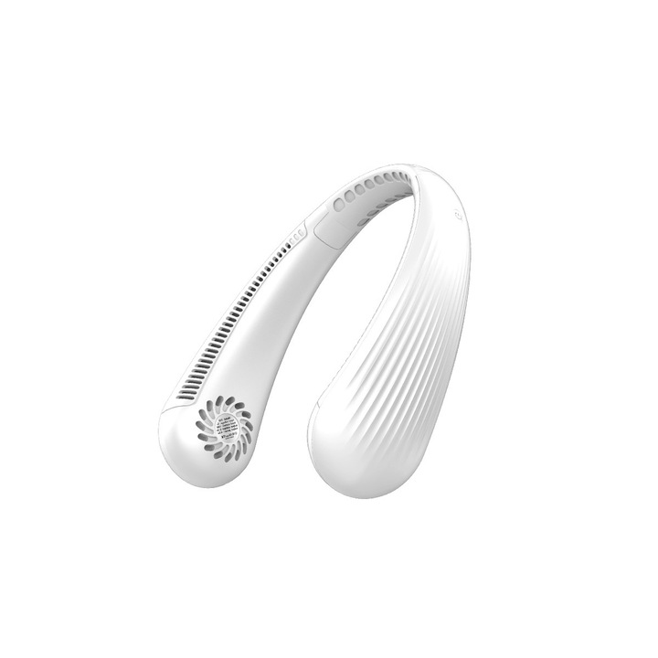 Вентилатор преносим за врата, 3 скорости, без перки, акумулаторен, бял