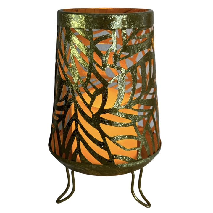 Veioza metalica cu lumanare, model auriu, 931-4, 21x13 cm