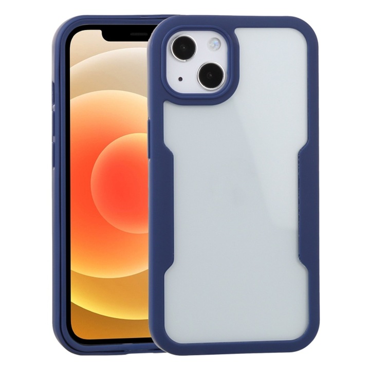 Husa pentru iPhone 15 Plus + Folie, V195, Poliuretan, Albastru