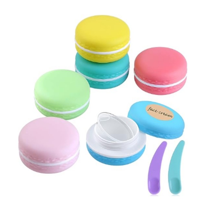 Set 6 recipiente cosmetice de calatorie, Bizaical, 10ml, multicolor, 4.5x2.2cm