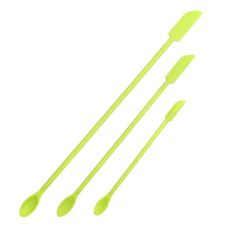 Set 3 piese spatule mini din silicon cu capat dublu, verde