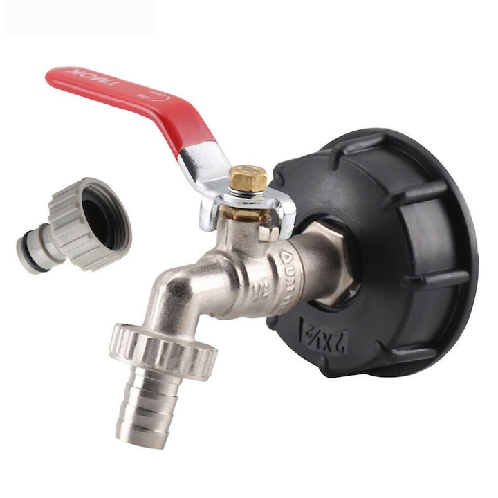 Adaptor pentru Rezervor IBC 1000L, Conector S60X6 pentru Robinet Gradina, T-Audace STOL, Alama, Set