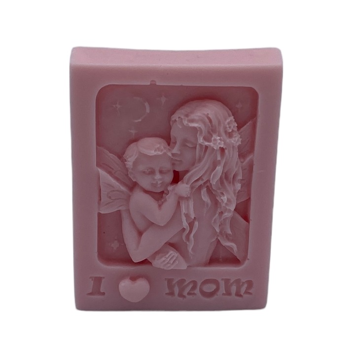 Sapun handmade cu lapte de capra, parfum trandafiri, model mama, 60 g