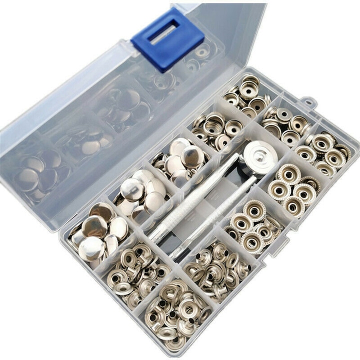 Set capse rapide, 200 piese, accesorii cusut, inox, multicolor, 6mm