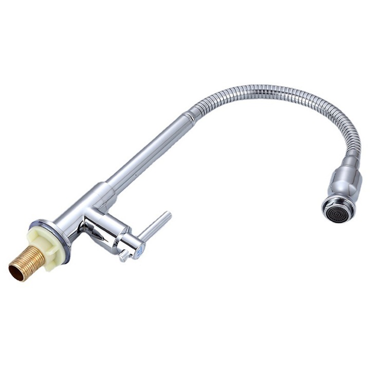 360°-ban forgatható szaniter csaptelep, króm, munkalapra szerelhető, kültéri konyhához, hideg, többszínű