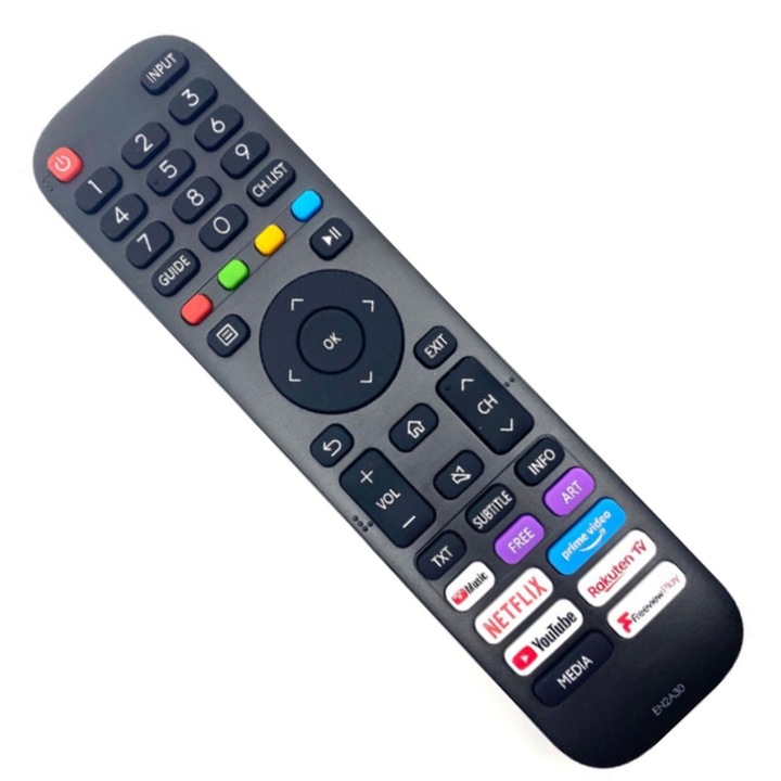 TNEAYWHE univerzális távirányító Hisense Vidaa Smart TV-hez, ergonomikus kialakítás, Netflix és YouTube gombok, 10 m hatótávolság