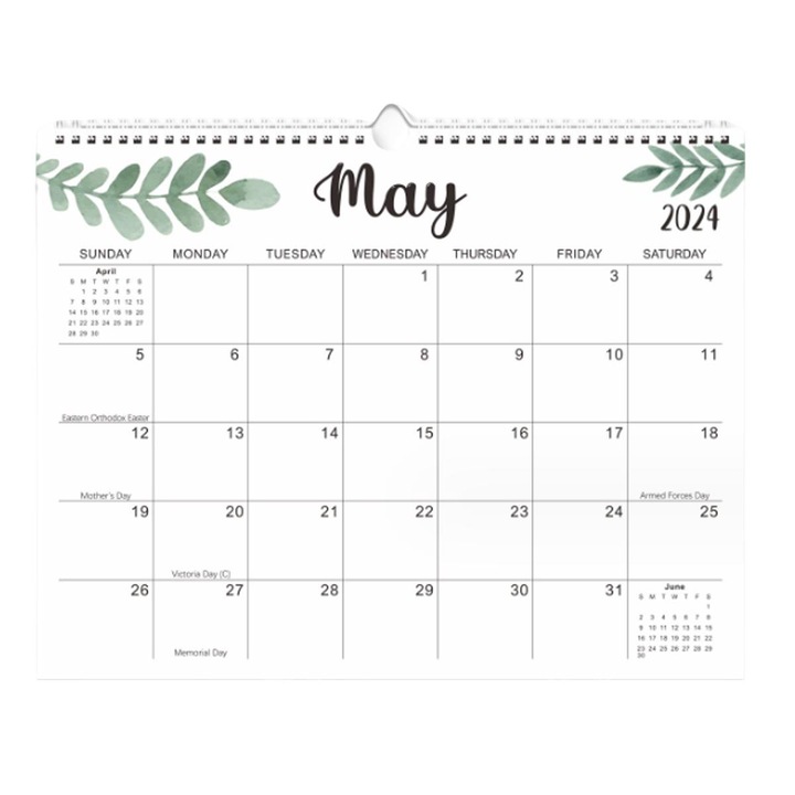 Calendar de perete 2024-2025, hartie, sarbatori evidentiate, 37.5 x 29.2 cm, multicolor