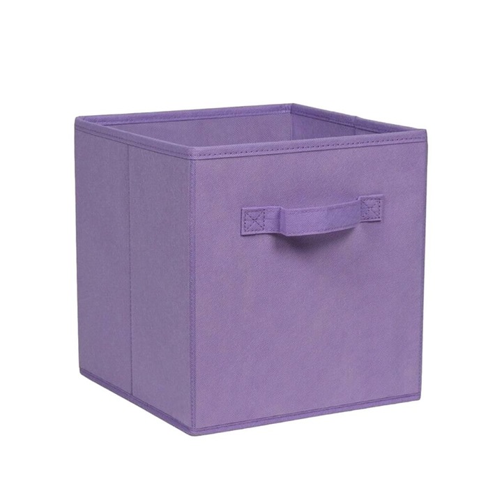 Set 4 cutii depozitare fara capac, Polipropilena, Pliabil, 27x27x28cm, Mov