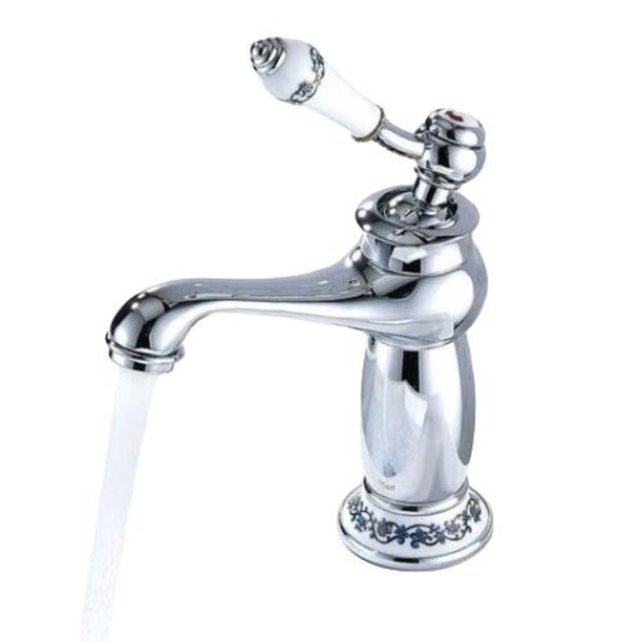 Fürdőszoba csaptelep, antik stílusú, kerámia, víztakarékos, króm, tömlőkkel