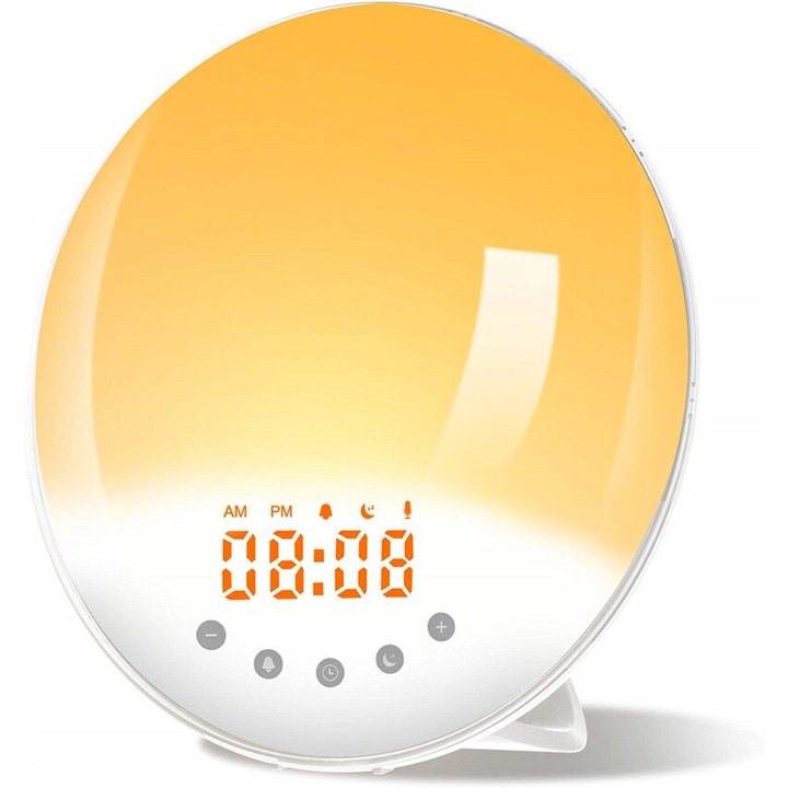 Enforose napfelkelte ébresztőóra, 7 szín, FM rádió, szundi