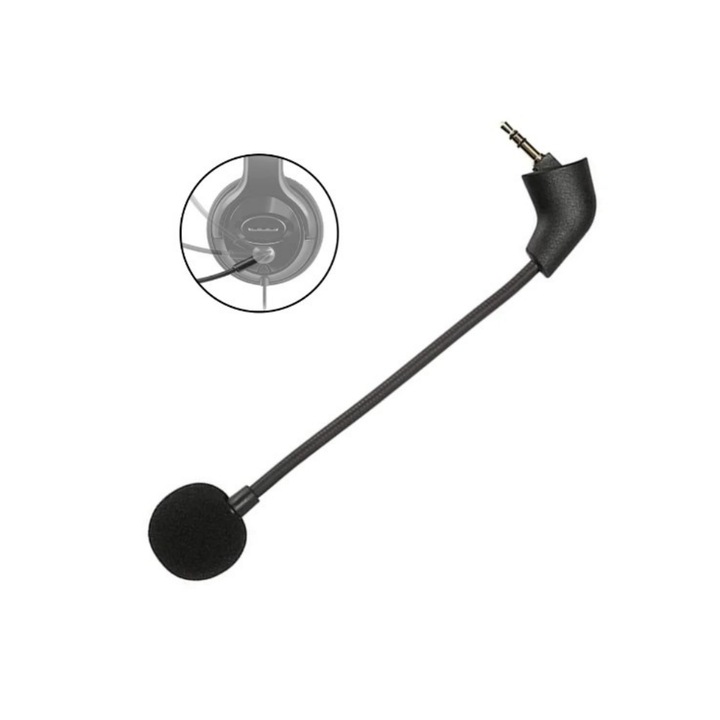 Резервен микрофон за геймърски слушалки, шумопотискане, черен, 15 см