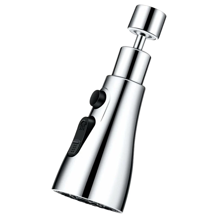 Cap de robinet de bucatarie rotativ, Enforose, 3 moduri de apa, plastic rezistent, instalare simpla